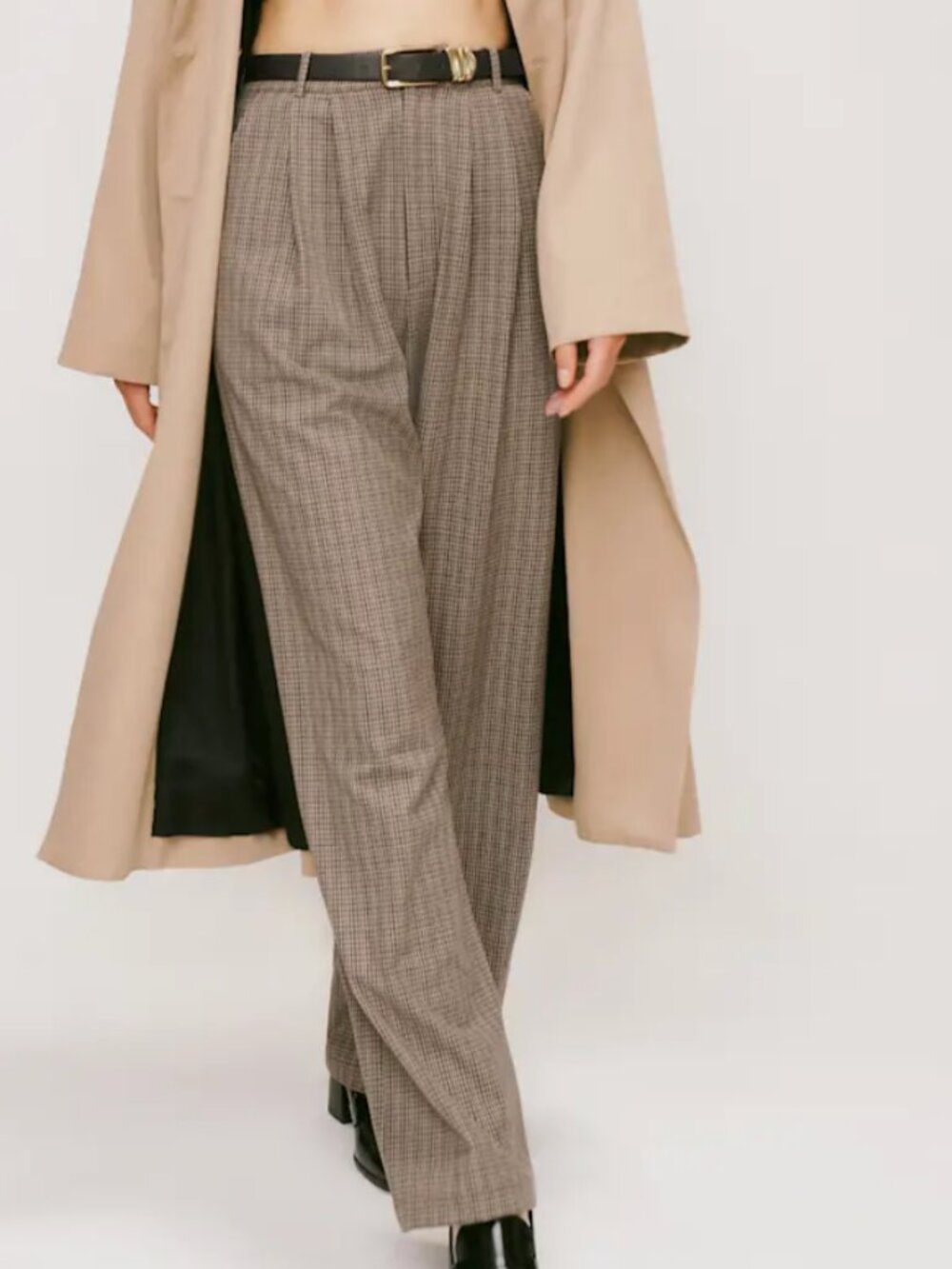 Reformation Mason Pant Brown Plaid - Size 4
